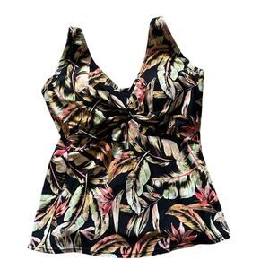 Sunsets Womens/Teen Black Floral Bra Underwire Tankini Size 36D Beach Vacation